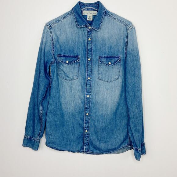 L.O.G.G. H&M Button Down Chambray Blouse Sz S - Picture 1 of 4